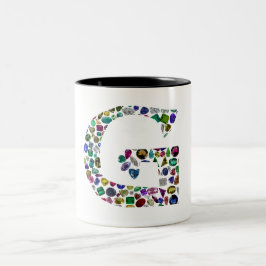 Gemstone Diamond Initial G Monogram Art Två-Tonad Mugg