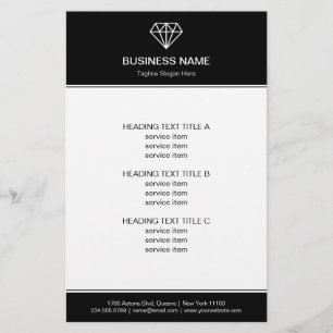 Gemstone Diamond Logotyp Black White Modern-utseen Flygblad