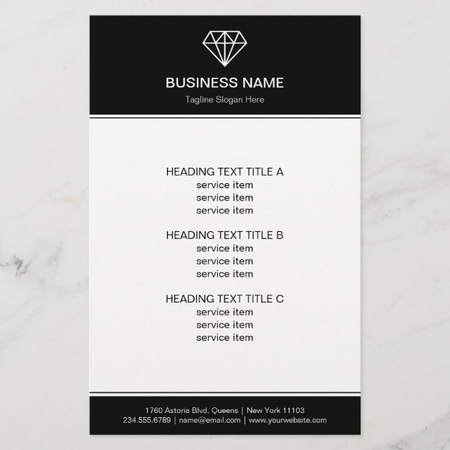 Gemstone Diamond Logotyp Black White Modern-utseen Flygblad (Framsidan)