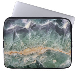 Gemstone Fluorite Photo Lila Grönt Mineral Gem Laptop Fodral