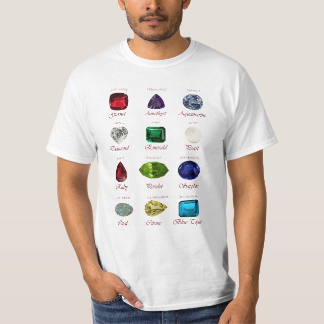 Gemstone för Birthstone Chart T Shirt (Framsida)