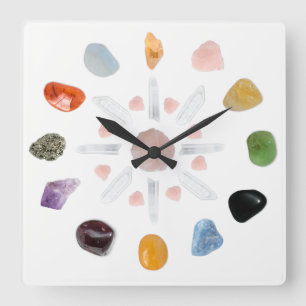 Gemstone för *~*Chakra Crystal energi Fyrkantig Klocka