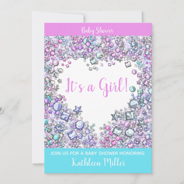 Gemstone Girl Baby Shower INVICATION | Anpassnings Inbjudningar (Framsida)