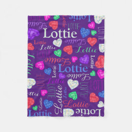 Gemstone-hjärtan - eget namn - färglöst fleecefilt