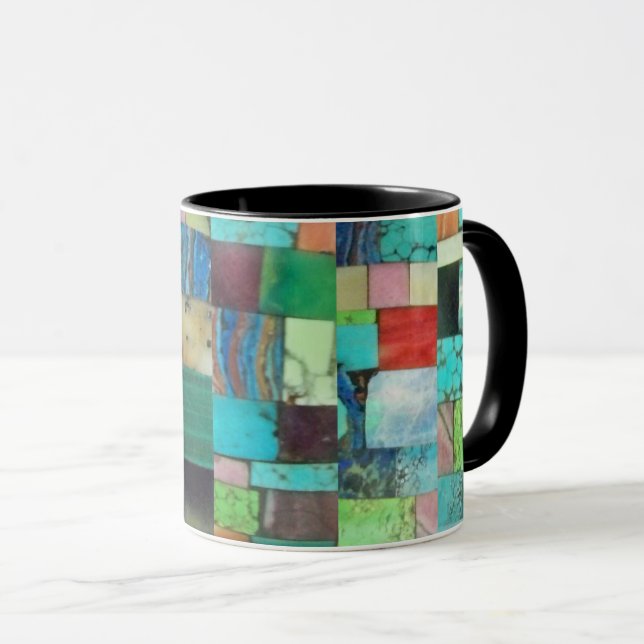 Gemstone Inlay look Mosaic Mugg Turquise Opal (Framsida höger)