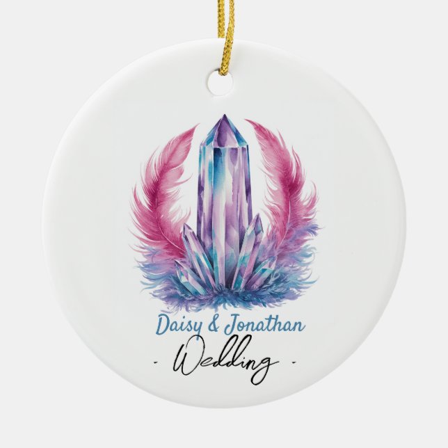 gemstone-kristallvattenfärg bröllop julgransprydnad keramik (Framsidan)