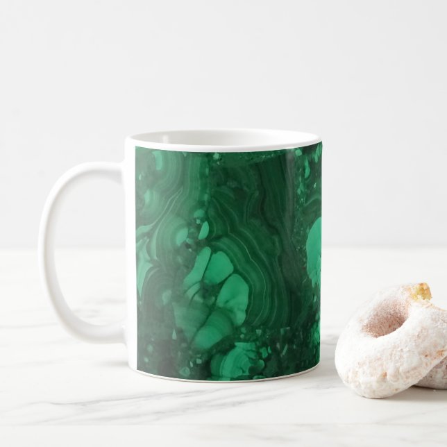 Gemstone Photo Bright Grönt Swirled Abstrakt Kaffemugg (Med munk)