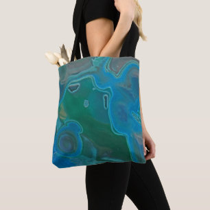 Gemstone Photo Vivid Blue Grönt Abstrakt Gem Tygkasse
