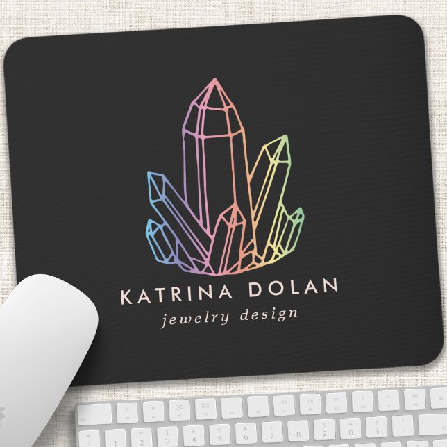 Gemstone Rainbow Quartz Crystal Business Logotyp Musmatta (Skapare uppladdad)