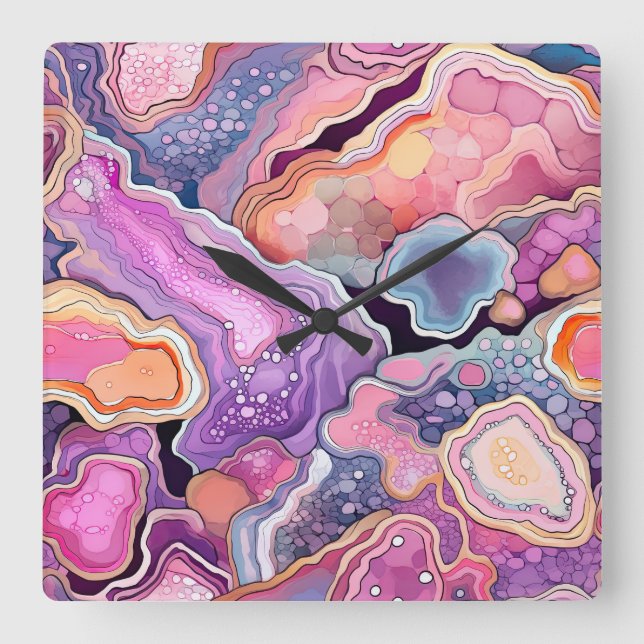 Gemstone Symphony Wall Clock Fyrkantig Klocka (Framsida)