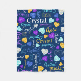 Gemstones-hjärtan - eget namn färgstark Crystal Fleecefilt