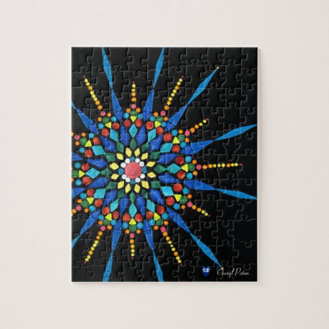 Gemstones i ett mosaiskt Mandalamönster, pussel (Vertikal)