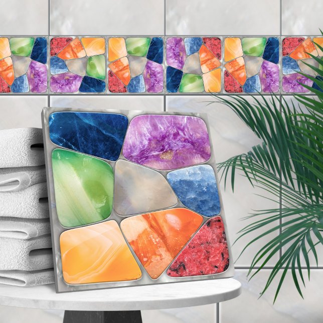 Gemstones Mosaic Collage Kakelplatta (Skapare uppladdad)