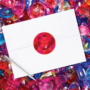 Gemstones Red Classic Round Sticker Runt Klistermärke