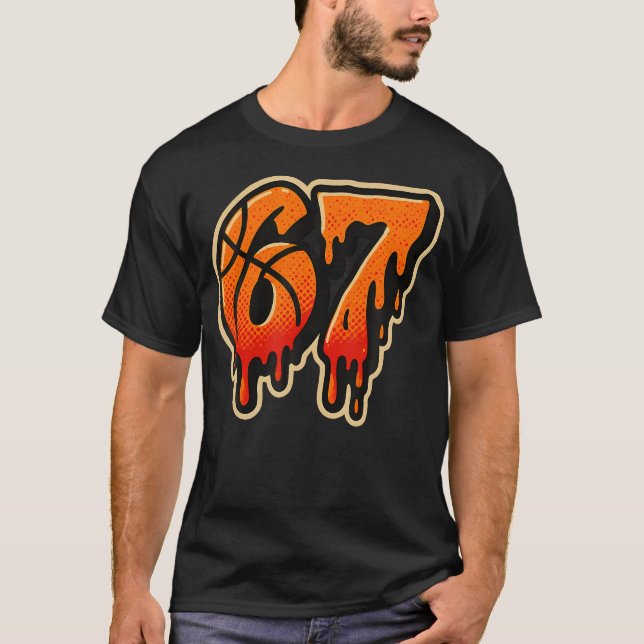 Gen Alpha Slang 67 Basket Ice Cream Drip Six T Shirt (Framsida)