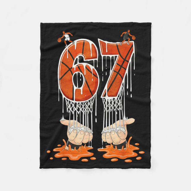 Gen Alpha Slang Kids 67 Basketball Ice Cream Drip  Fleecefilt (Framsidan)