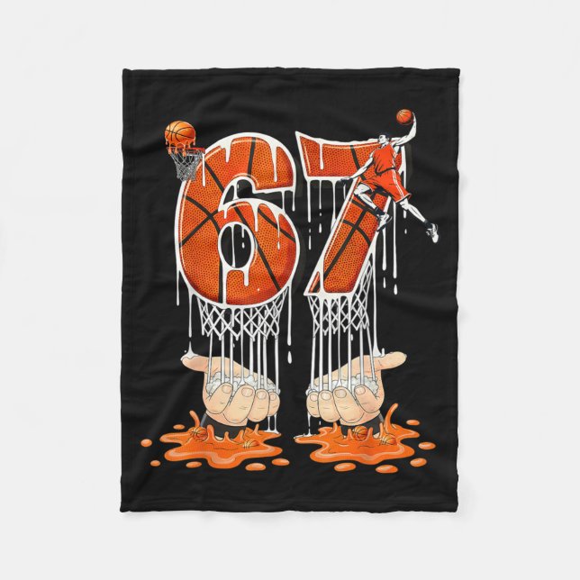 Gen Alpha Slang Kids 67 Basketball Ice Cream Drip  Fleecefilt (Framsidan)