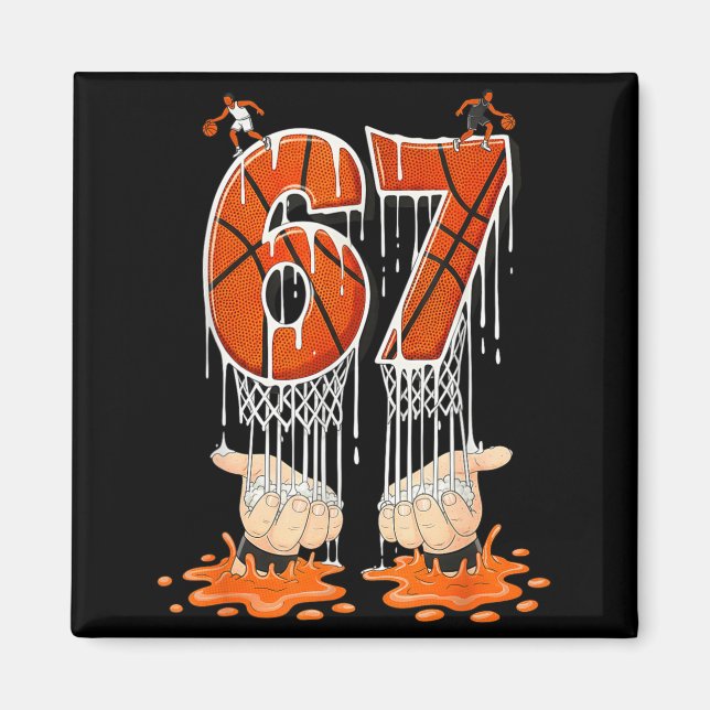 Gen Alpha Slang Kids 67 Basketball Ice Cream Drip  Magnet (Framsidan)