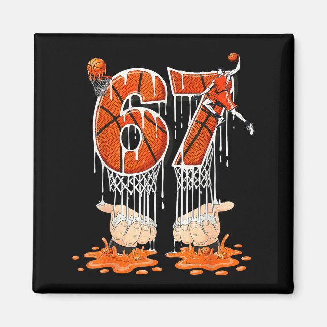 Gen Alpha Slang Kids 67 Basketball Ice Cream Drip  Magnet (Framsidan)