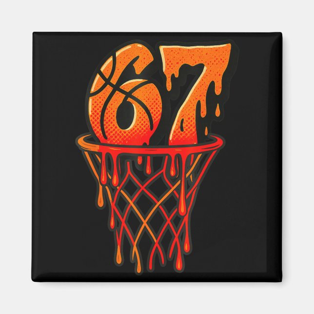 Gen Alpha Slang Kids 67 Basketball Ice Cream Drip  Magnet (Framsidan)