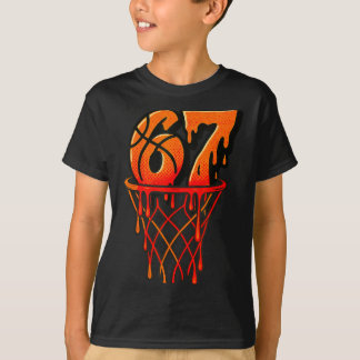 Gen Alpha Slang Kids 67 Basketball Ice Cream Drip  T Shirt