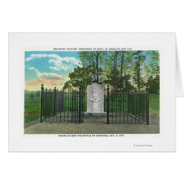 Gen Benedict Arnolds Lämnat Leg Monument Hälsningskort (Framsidan Horizontal)