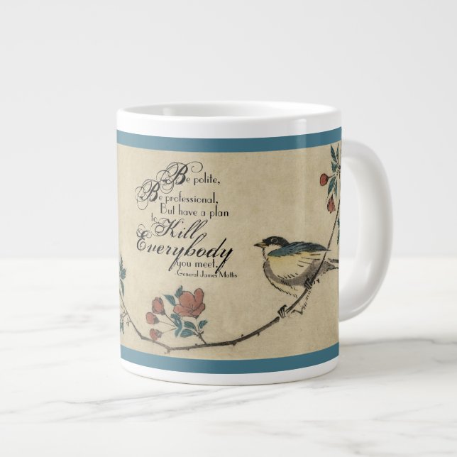 Gen. James Mattis Quote om Blommigtens bakgrund Jumbo Mugg (Framsida höger)