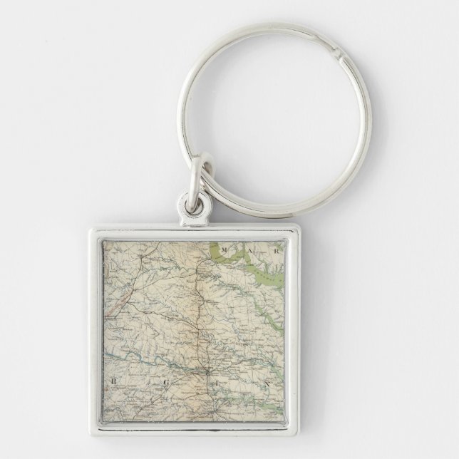 Gen karta II Fyrkantig Silverfärgad Nyckelring (Framsidan)