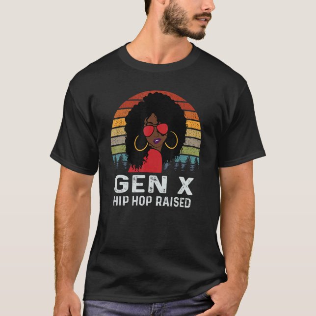 Gen X Melanin African American Black Retro Hip hop T Shirt (Framsida)
