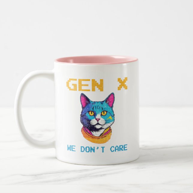 Gen X vi bryr oss inte Två-Tonad Mugg (Vänster)