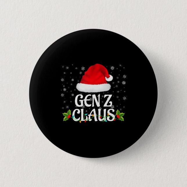 Gen Z Claus Christmas Lights Santa Pajama Family M Knapp (Framsida)