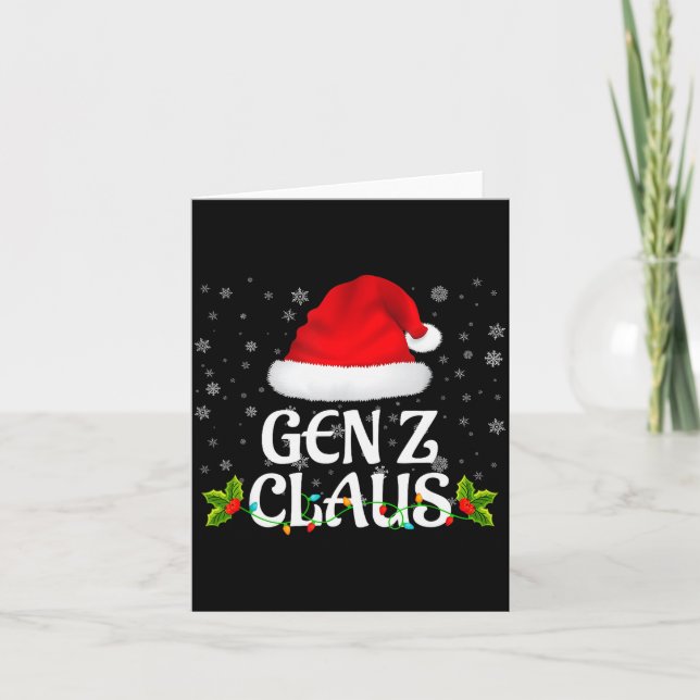 Gen Z Claus Christmas Lights Santa Pajama Family M Kort (Framsida)