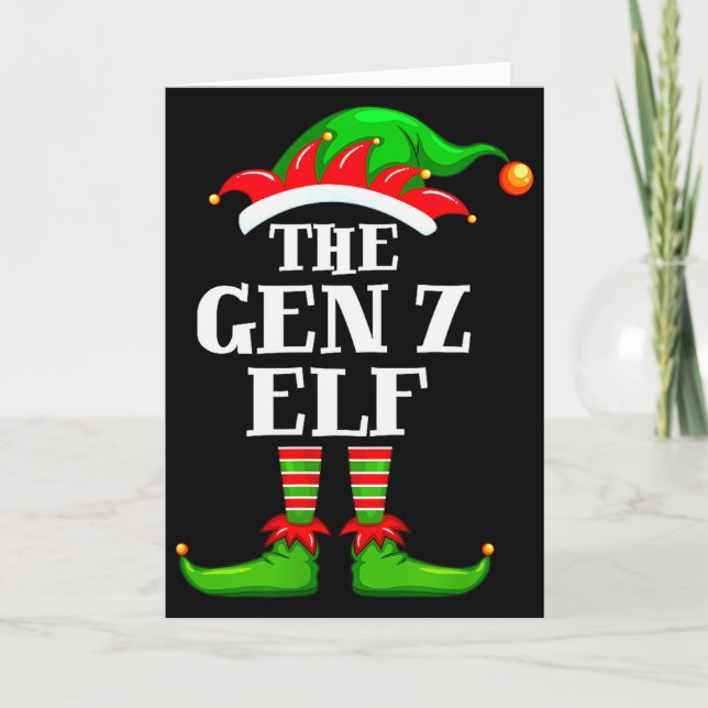 Gen Z Elf Matching Family Group Christmas Party Py Kort (Framsida)