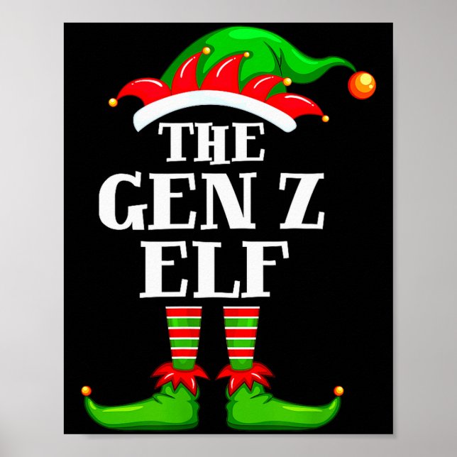 Gen Z Elf Matching Family Group Christmas Party Py Poster (Framsidan)