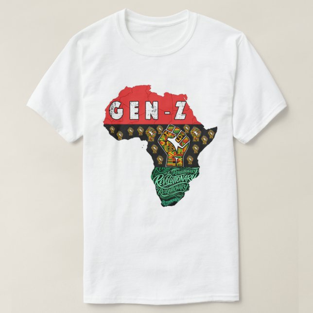 Gen Z Panafrikanska Revolutionära Afrika Karta T-s T Shirt (Design framsida)