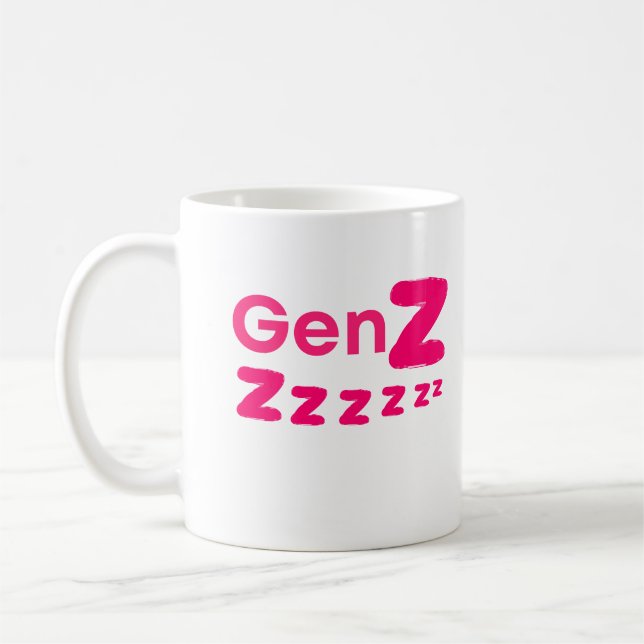 Gen Zzzzz – Sömnig Gen Z-humor Kaffemugg (Vänster)