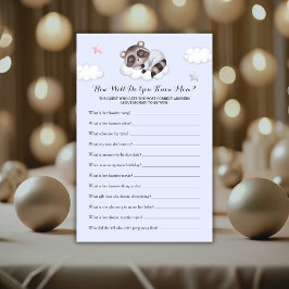 Genast Raccoon Baby Shower Game Känner du Mamma?