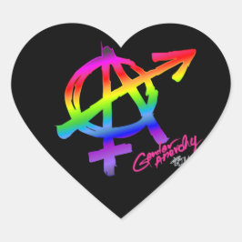 Gender Anarchy Rainbow design - hjärta Hjärtformat Klistermärke