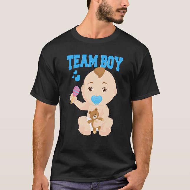 Gender Announcement Team Boy Baby Party Reveal Pre T Shirt (Framsida)
