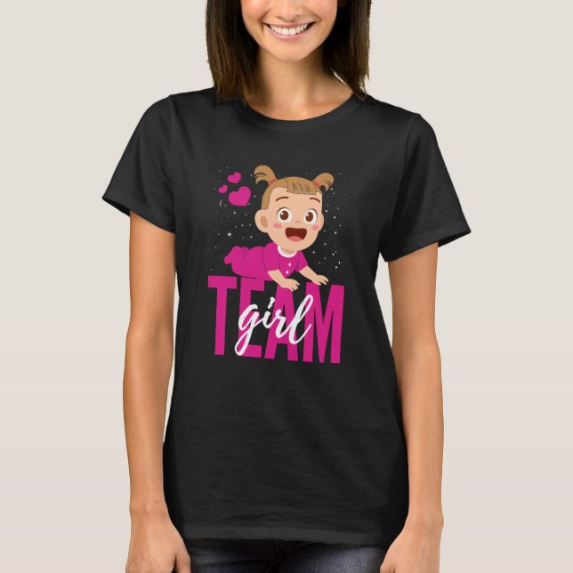 Gender Announcement Team Girl Baby Party Reveal Pr T Shirt (Framsida)