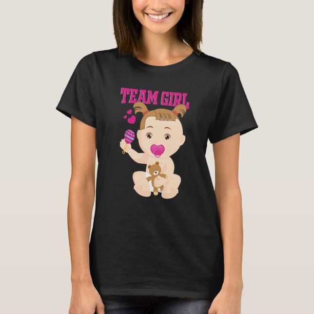 Gender Announcement Team Girl Baby Party Reveal Pr T Shirt (Framsida)