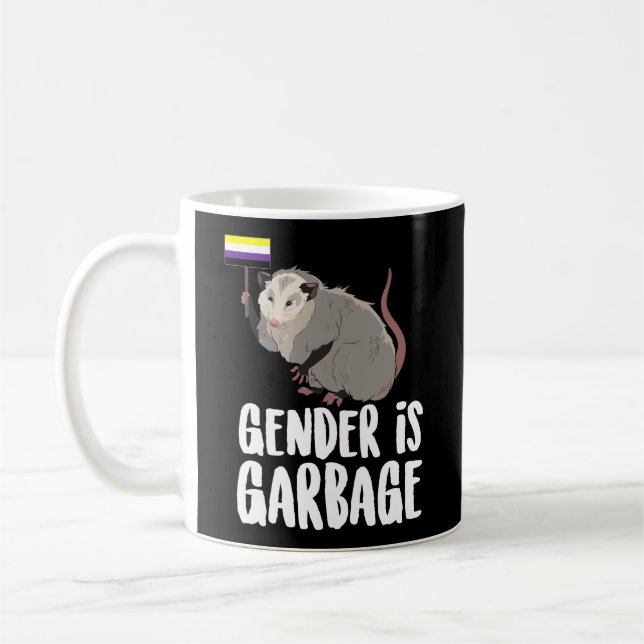 Gender är Sopor genderfluid icke- binärt Possum Kaffemugg (Vänster)