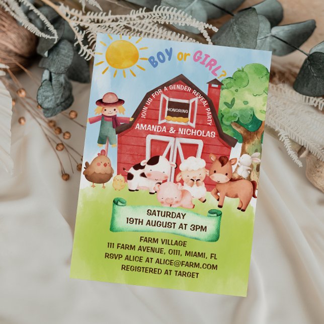 Gender av barnyard-djur inbjudningar (Skapare uppladdad)