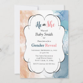 Gender av rosa och blått marmor inbjudningar