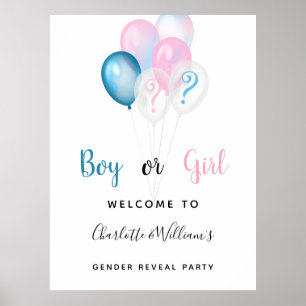 Gender avslöjar att party pojkens blå rosa välkomn poster