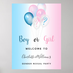 Gender avslöjar att party pojkens blå rosa välkomn poster