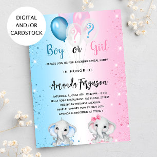 Gender avslöjar babydusch blå rosa-flicka inbjudningar