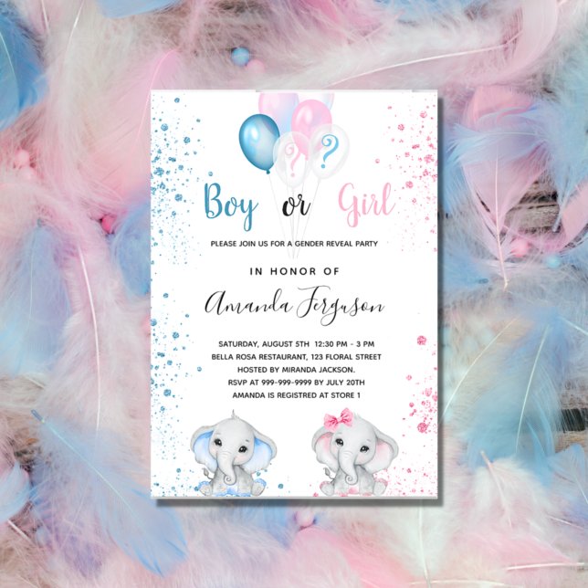 Gender avslöjar babydusch blå rosa-flicka inbjudningar (Skapare uppladdad)
