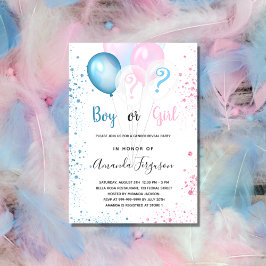 Gender avslöjar babydusch blå rosa-flicka inbjudningar
