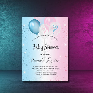 Gender avslöjar babydusch rosa Blue Boy Girl Inbjudningar